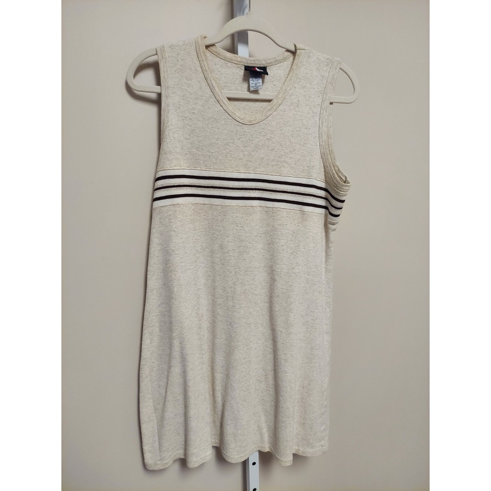 No Boundaries Vintage 90s Sleeveless Striped Mini Dress Oatmeal Heather XL